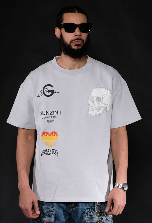 GUNZINII / LIGHT BLUE SKULL TEE