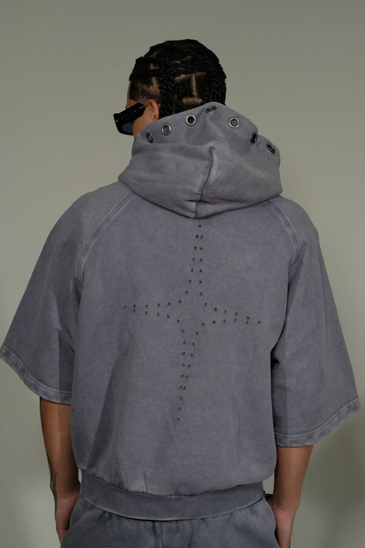 UNKNOWN / SLATE WASHED UNKNOWN SHORT SLEEVE HOODIE