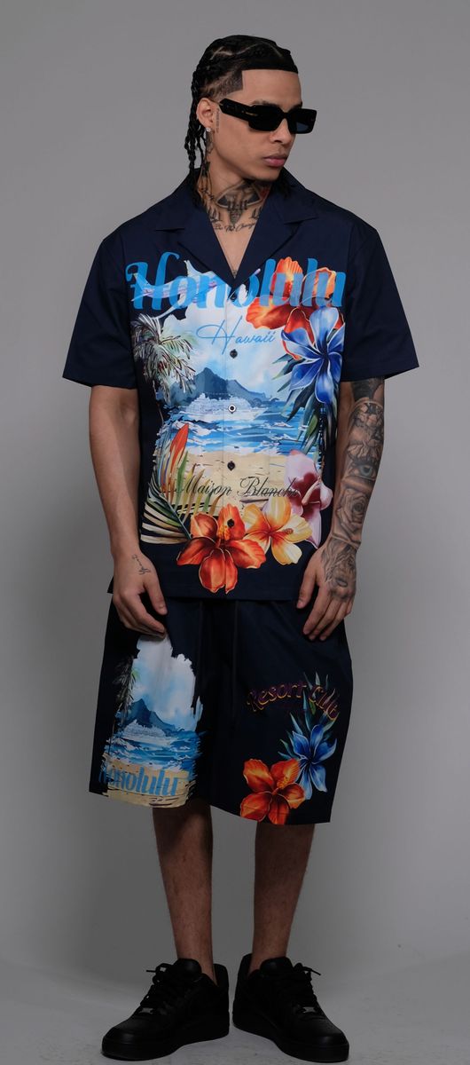 CIVILIZED / NAVY BLUE HONOLULU SHORT SET