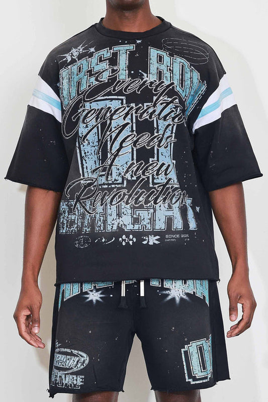 FR BLACK W/BLUE SHORTS