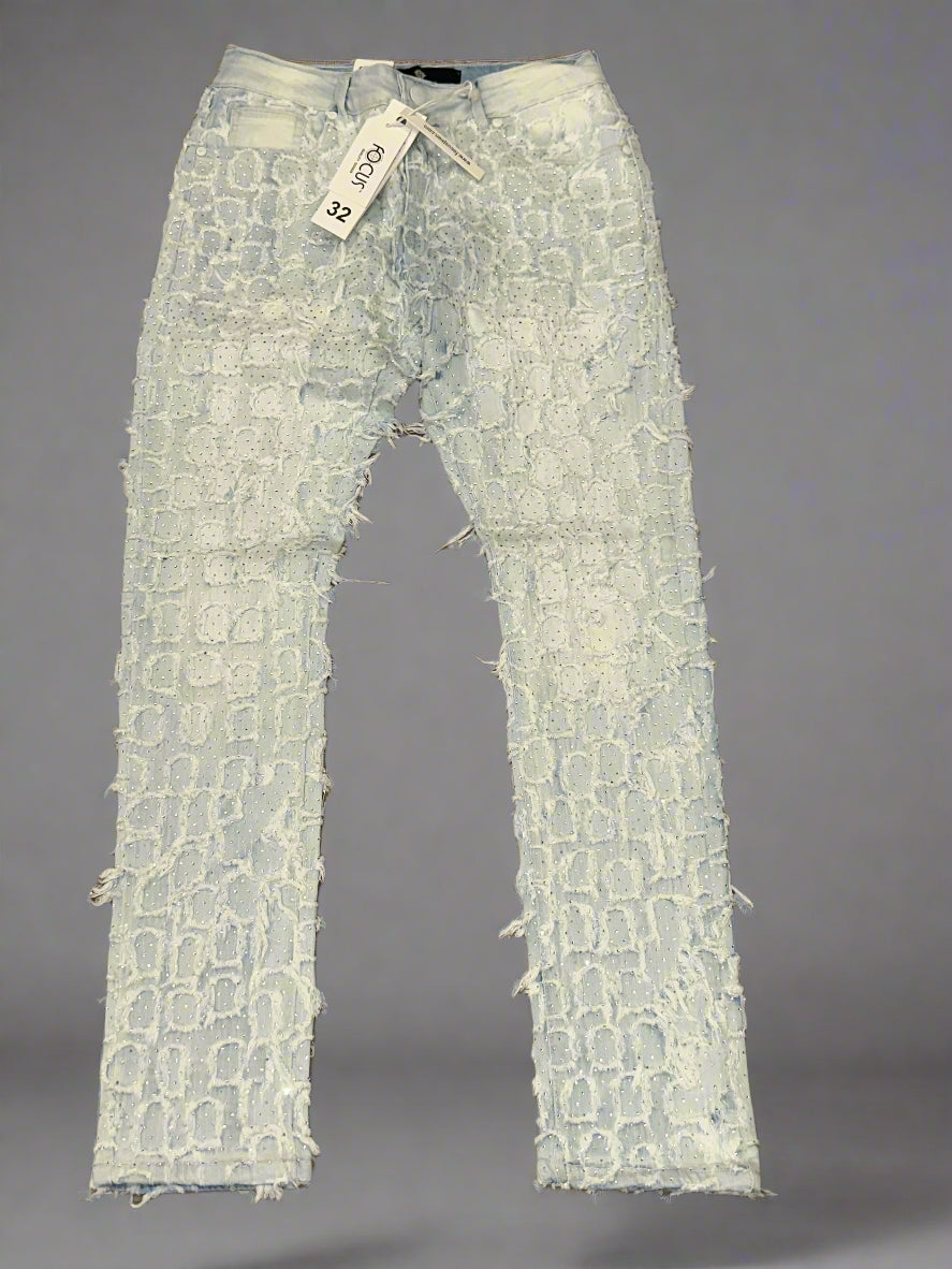 Focus/ Stone Washed Light Denim with Rhinestones #5248