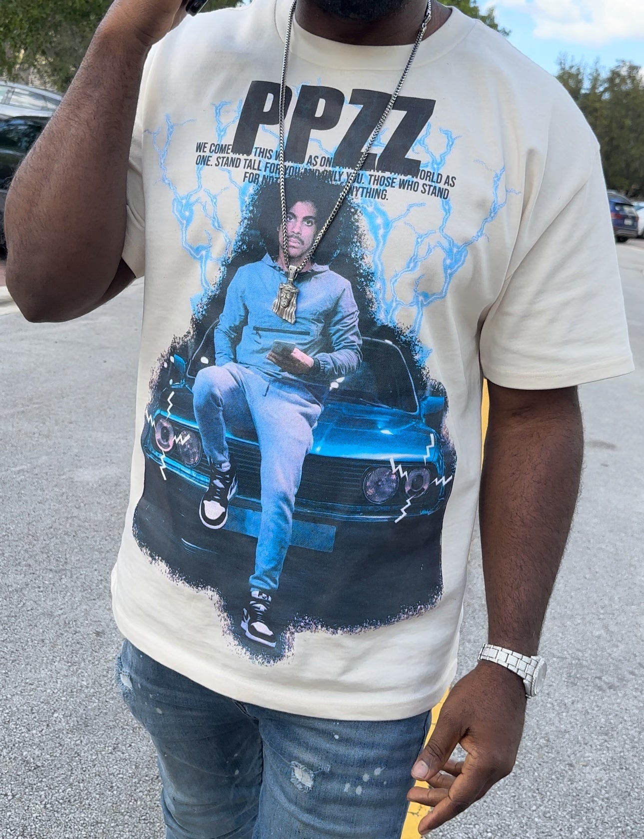 PPZZ Lightning Racer Tee (Natural/Blu) /SU7