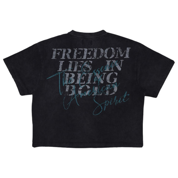 FR BLACK HEAVY WASHED EAGLE W/GLOBE TEE