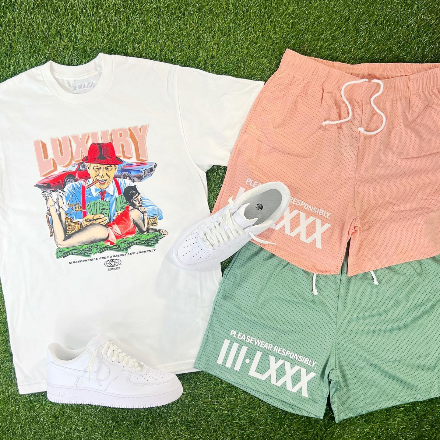 Men, Boys, Teens, Gifts, Wmns, Girls, Urban, Style, Fashion, Demolish, Mesh Shorts, Evergreen, Roman Numerals, Basketball Shorts,