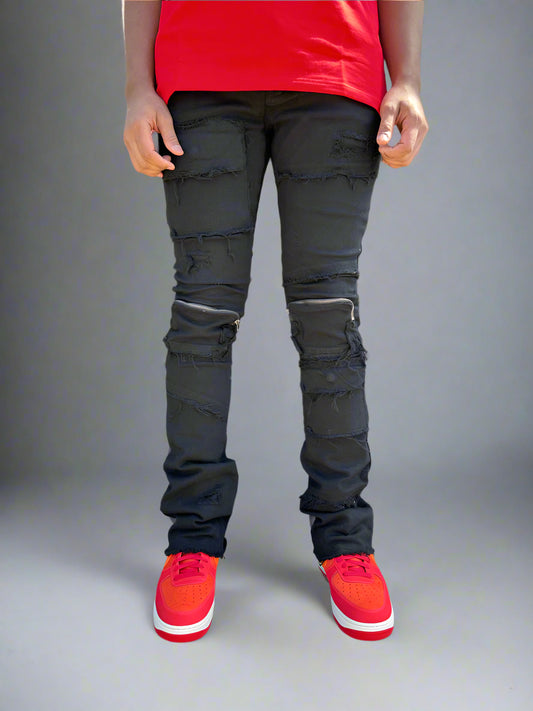 KLOUD 9/ BLACK STACKED JEANS