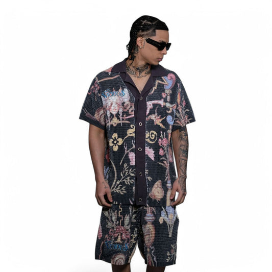 VICIOUS DENIM BROWN MULTI COLOR 2 PIECE