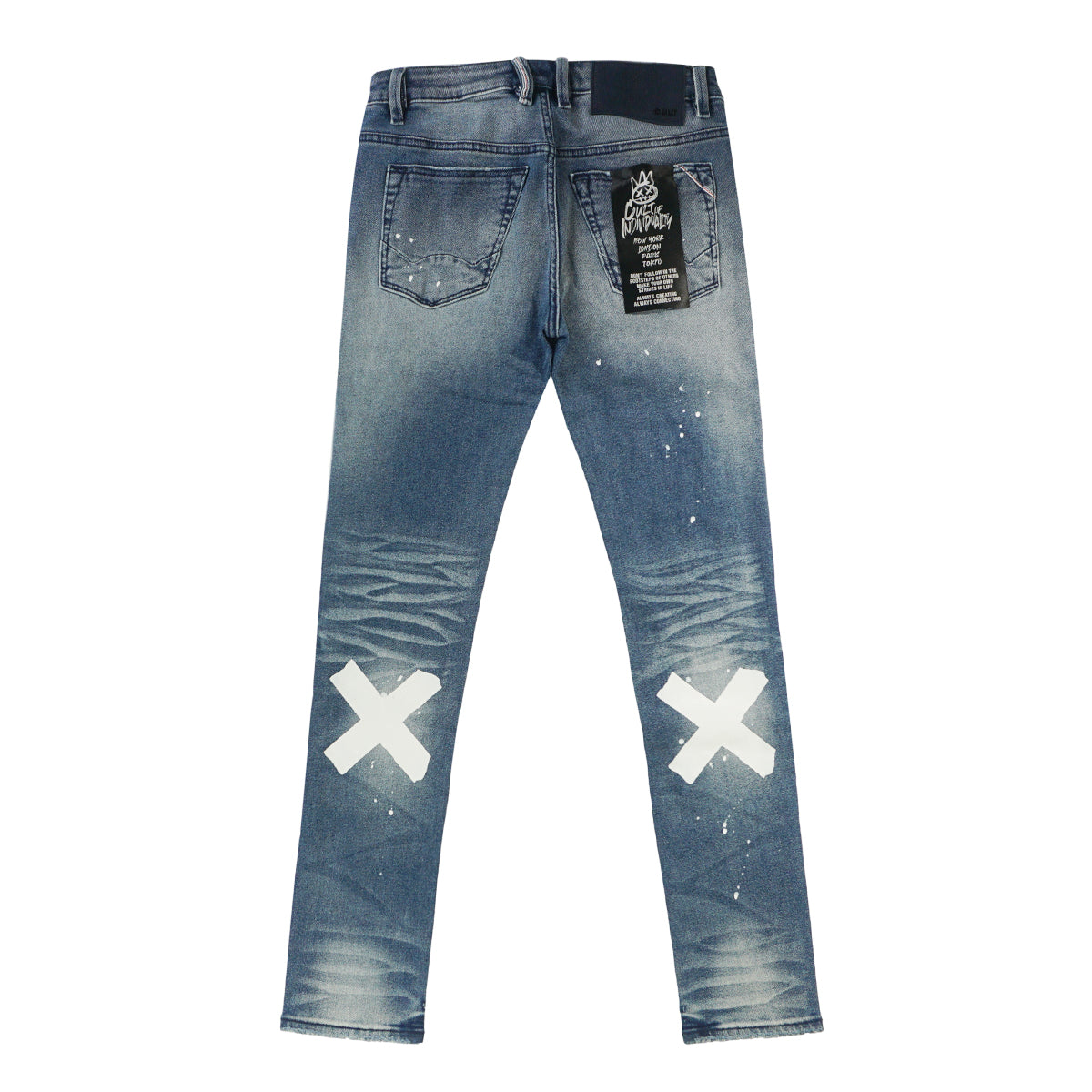 Men, Boys, Teens, Gifts, Wmns, Girls,Urban, Style, Fashion, Cult Of Individuality, Blue Jeans, Light Blue, Jeans, Tape, White Tape, White Paint Splatter,