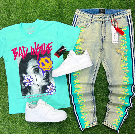 Bad Inside Tee (Aqua/Multi) /B7