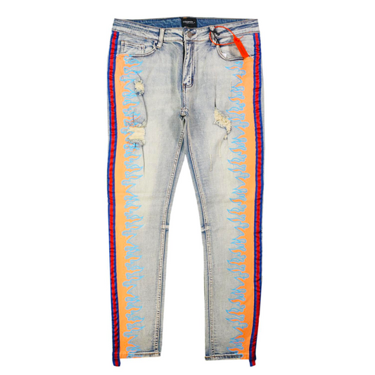 "Magma" Stripe Jeans (Pink/Baby Blue) /C2