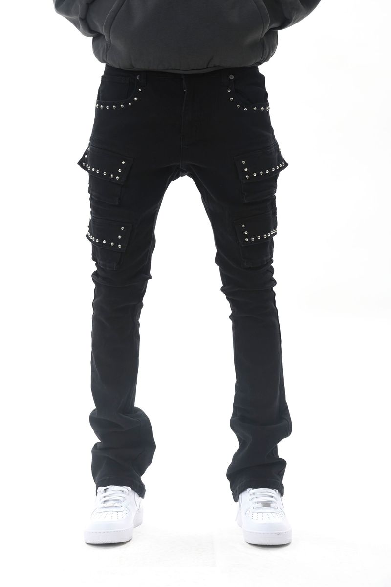 GZ591 Black Stacked Jeans
