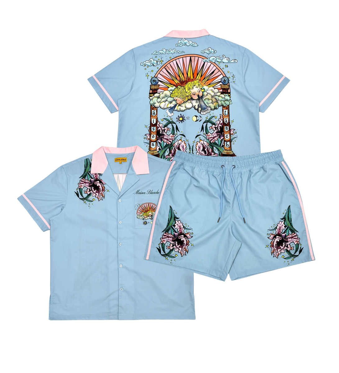 CIVILIZED / LIGHT BLUE MAISON BLANCHE SHORT SET