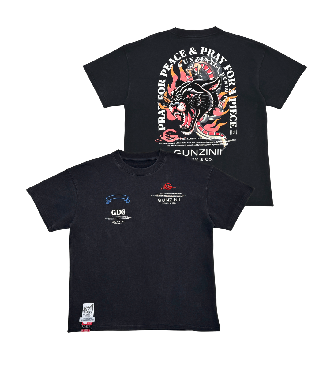 GUNZINII / WASHED BLACK PRAY FOR PEACE TEE