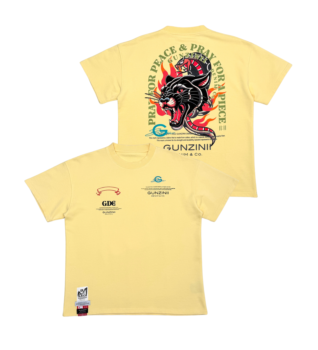 GUNZINII / YELLOW PRAY FOR PEACE TEE