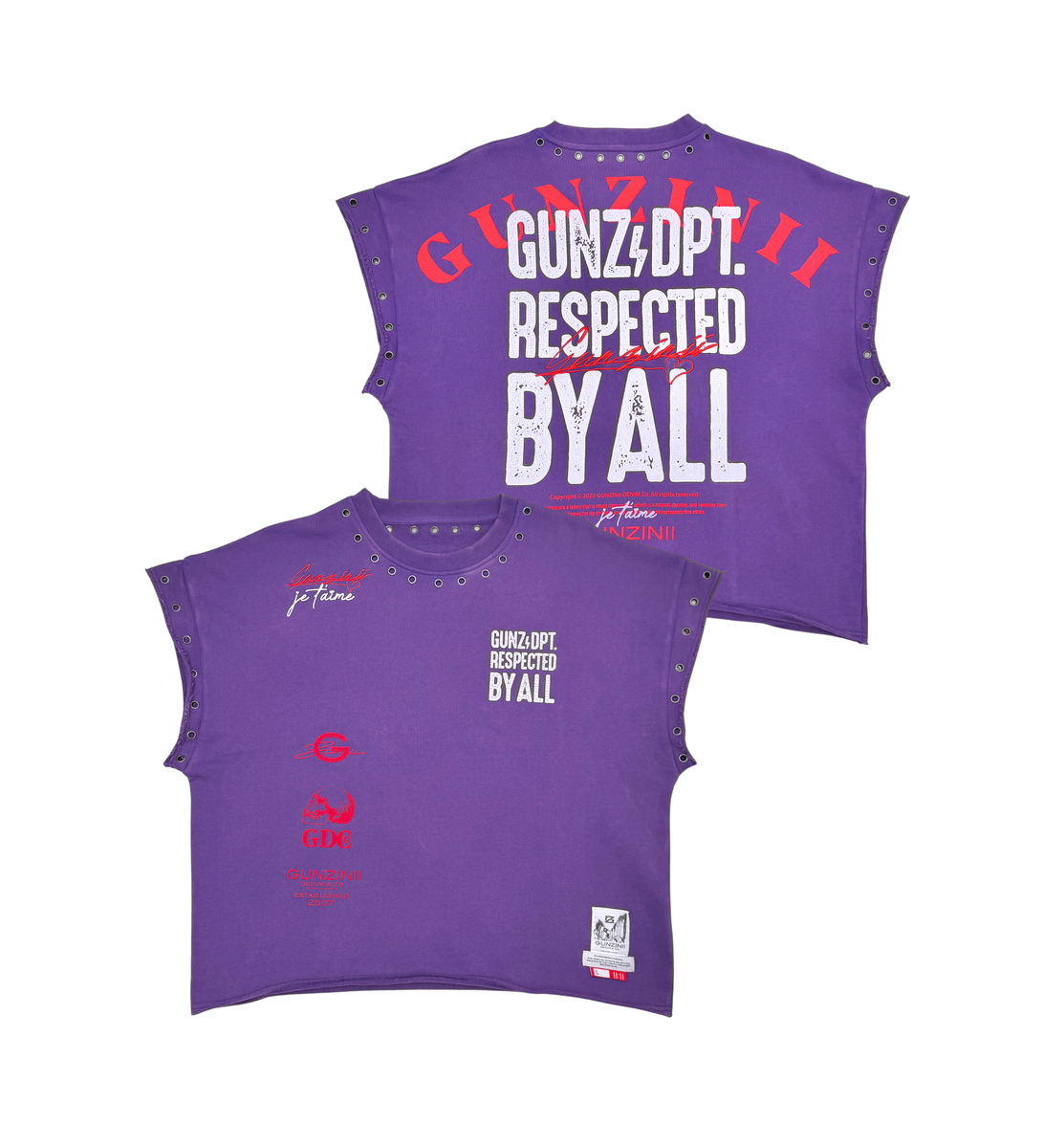 GUNZINII / PURPLE RESPECTED BY ALL CROP TEE