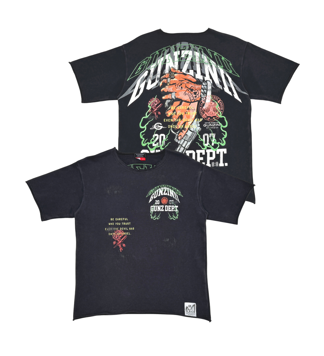 GUNZINII / WASHED BLACK GUN IN HAND TEE