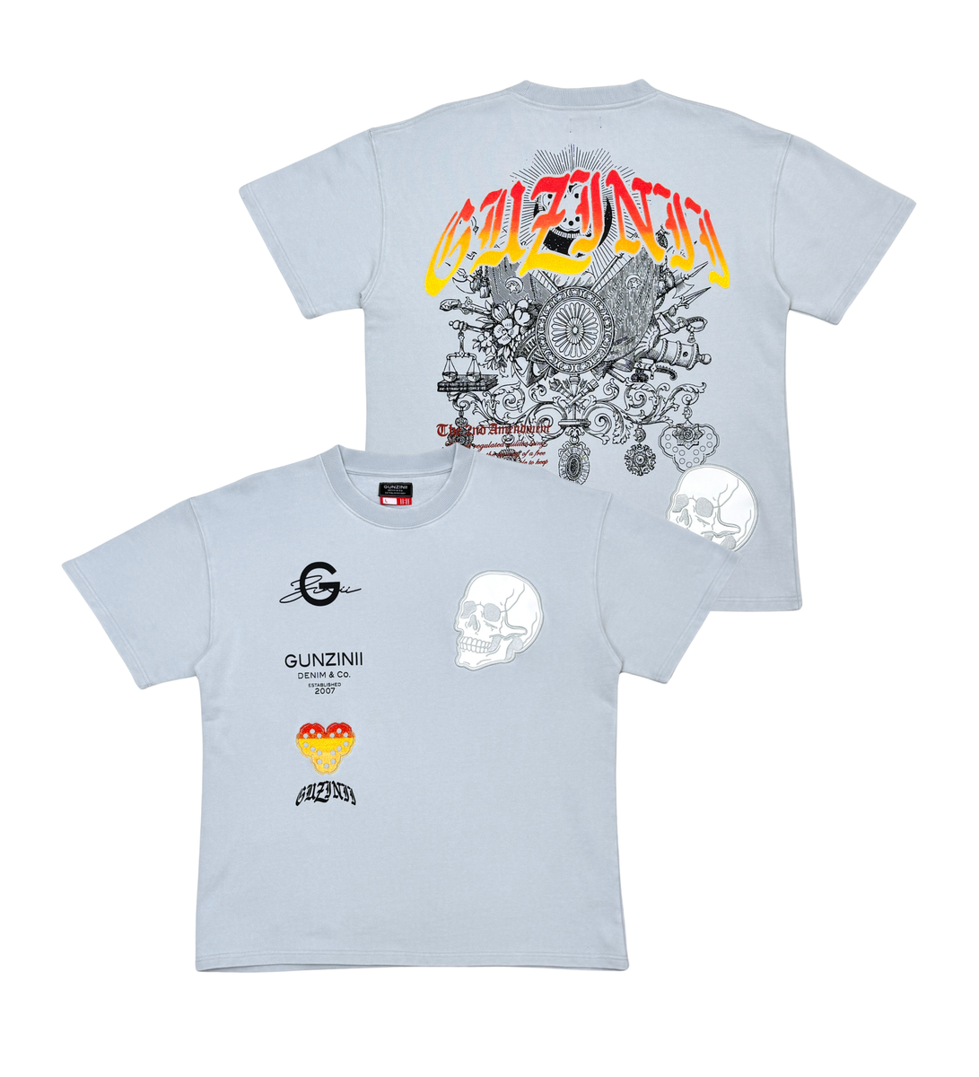 GUNZINII / LIGHT BLUE SKULL TEE