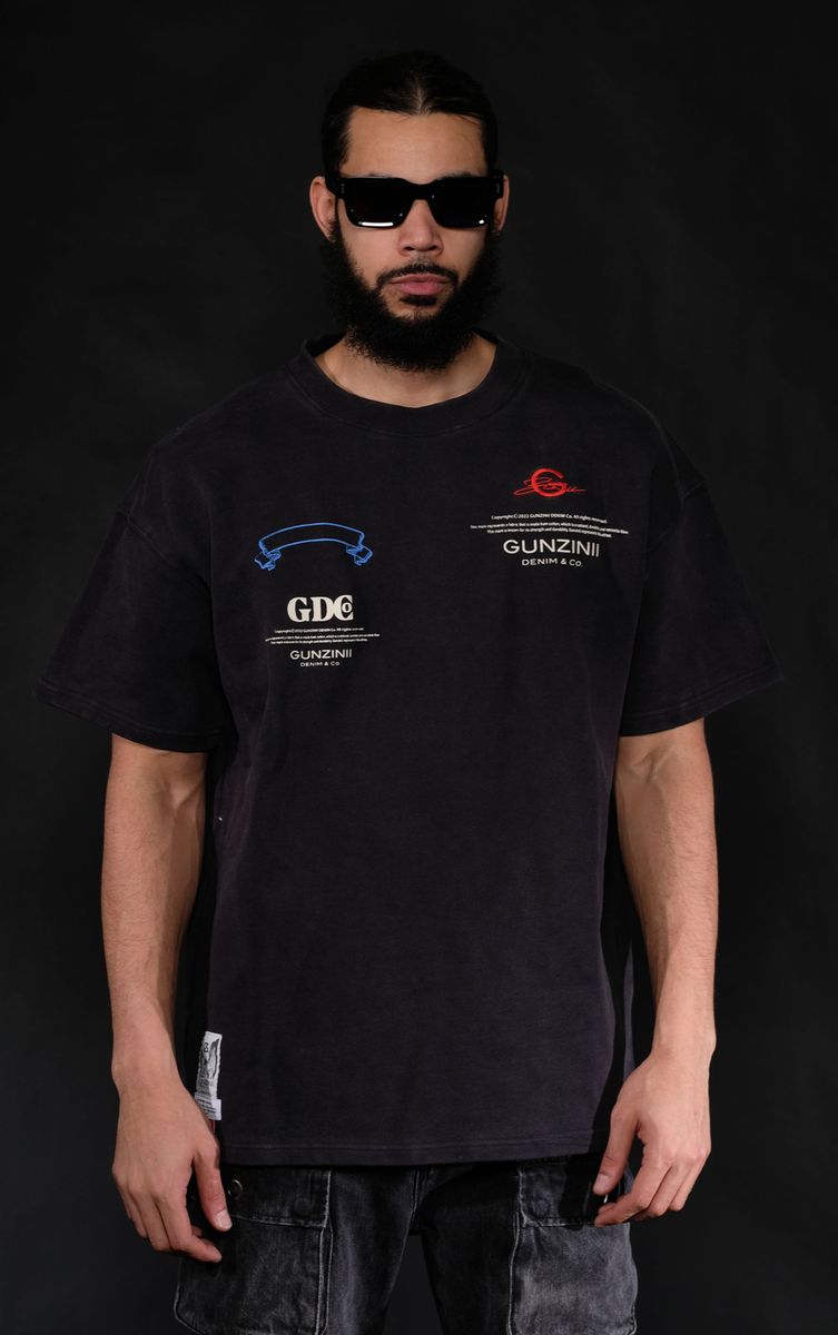 GUNZINII / WASHED BLACK PRAY FOR PEACE TEE