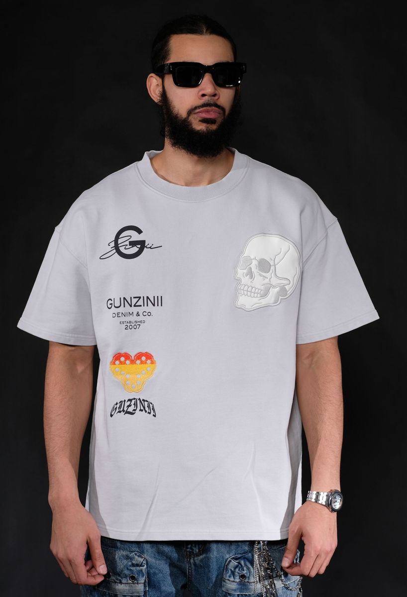 GUNZINII / LIGHT BLUE SKULL TEE
