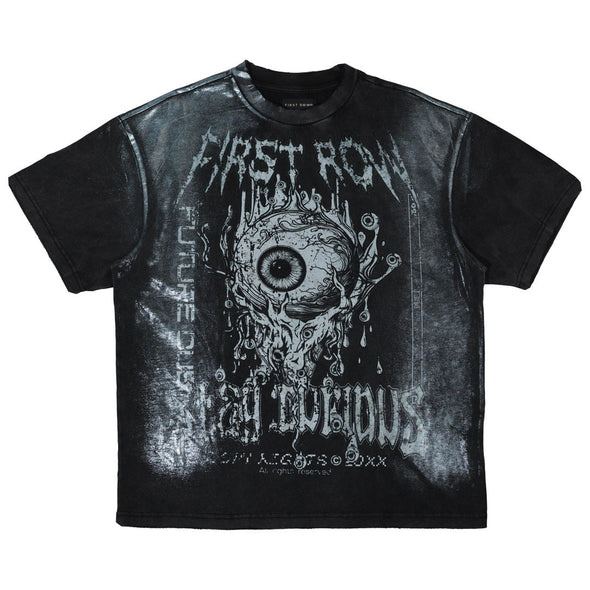 FR BLACK HEAVY WASHED HOLOGRAPHIC TEE W/ EYE LID
