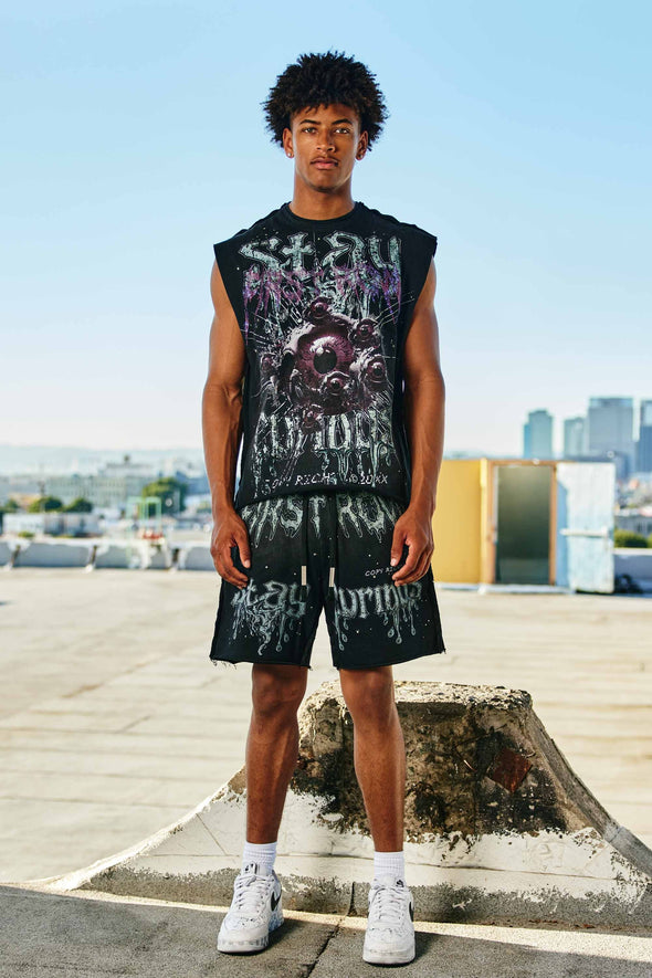 FR HEAVY WASHED GRAPHIC MUSCLE W/STONE