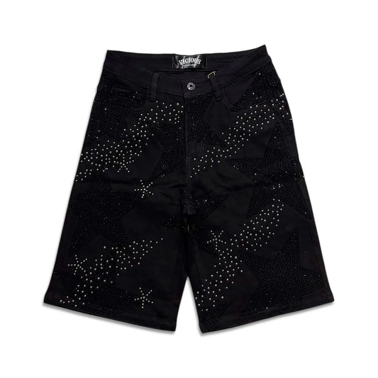 VICIOUS BLACK STAR RHINESTONE SHORTS