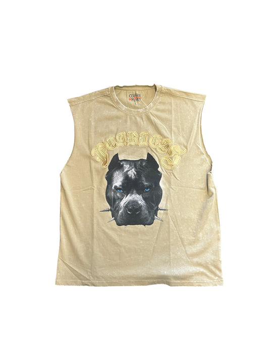 KHAKI BULLDOG MUSCLE SHIRT