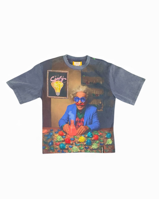 Blue Acid Wash Einstein Rhinestone Tee (blue)