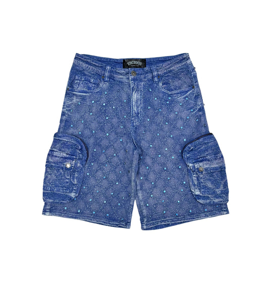 VICIOUS BLUE RHINESTONE SHORTS