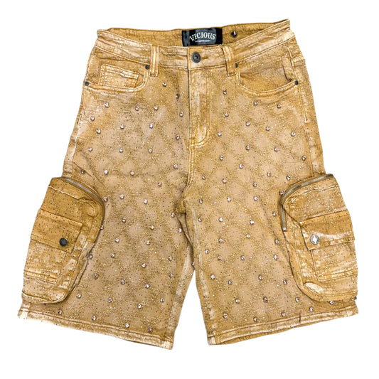VICIOUS ORANGE RHINESTONE SHORTS