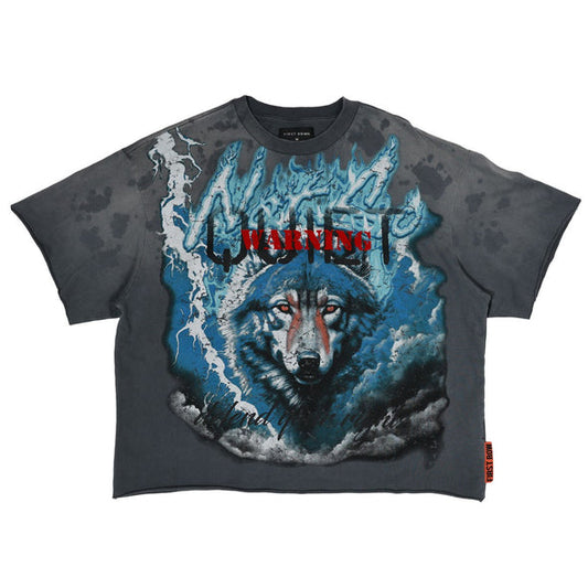 FR DARK GREY WOLF CROP TERRY TEE