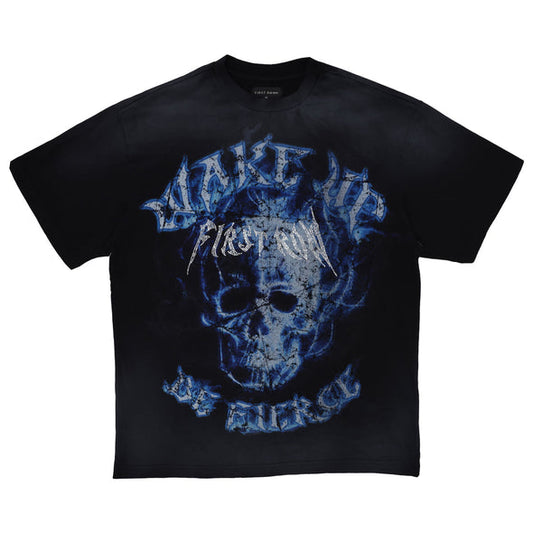FR BLACK HEAVY WASHED SKULL GRAPHIC TEE