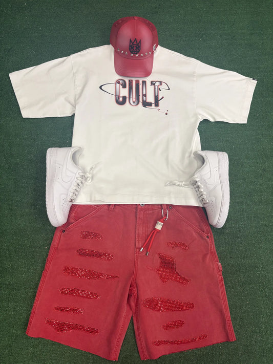 CULT GRUNGE RED CARPENTER SHORTS