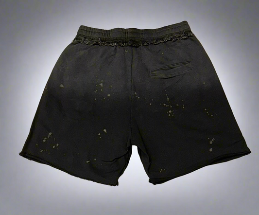 FR BLACK HEAVY WASHED W/WORDS GRAPHIC SHORTS