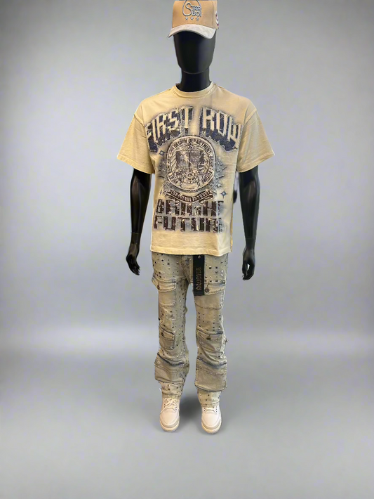 VICIOUS / LIGHT BLUE STUDDED JEANS
