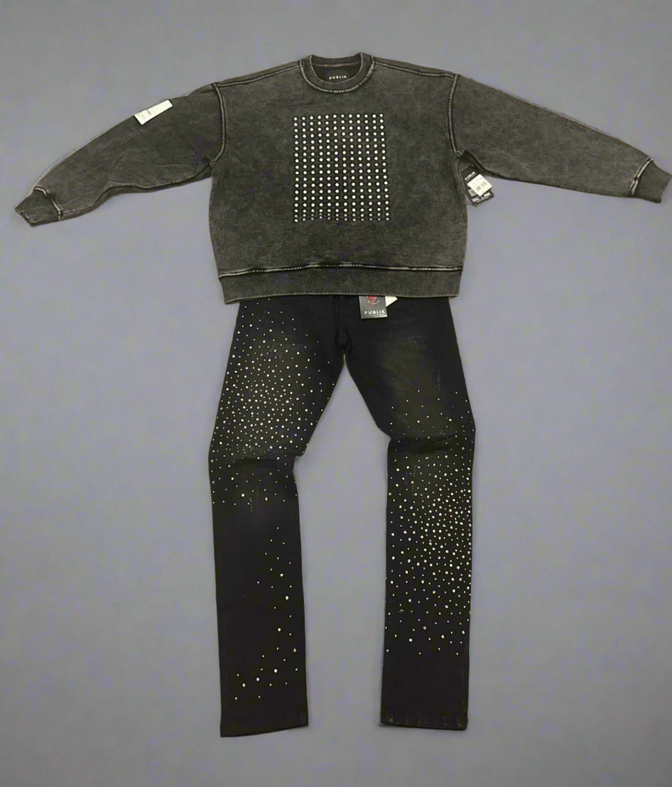 PUBLIK DENIM DIAMOND SWEATER