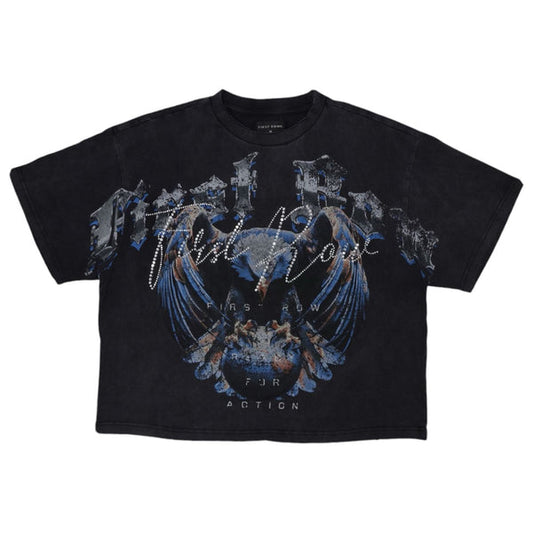 FR BLACK HEAVY WASHED EAGLE W/GLOBE TEE