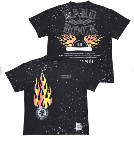 GUNZINII / WASHED BLACK HARD ROCK TEE