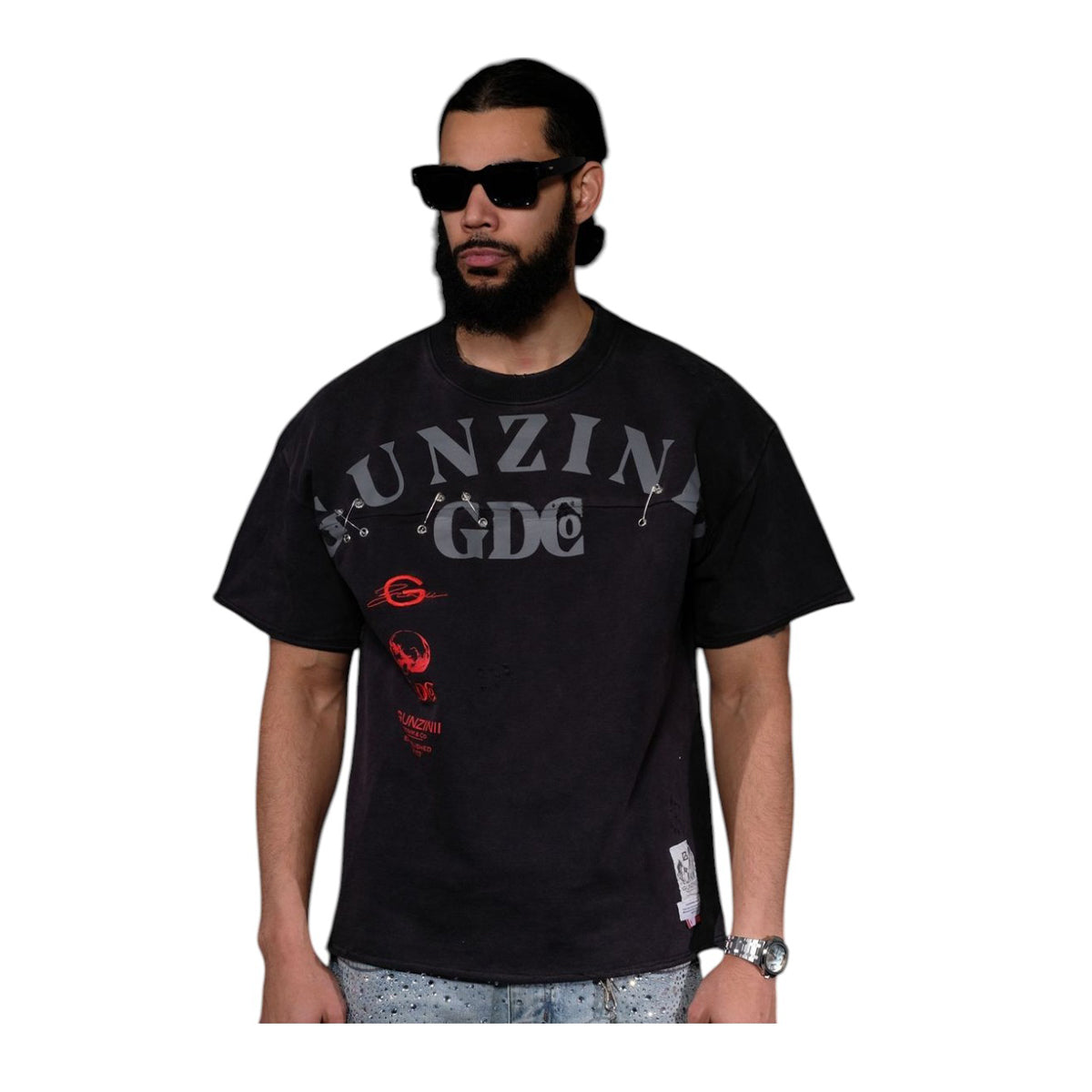 GUNZINII / WASHED BLACK HORSEMAN TEE