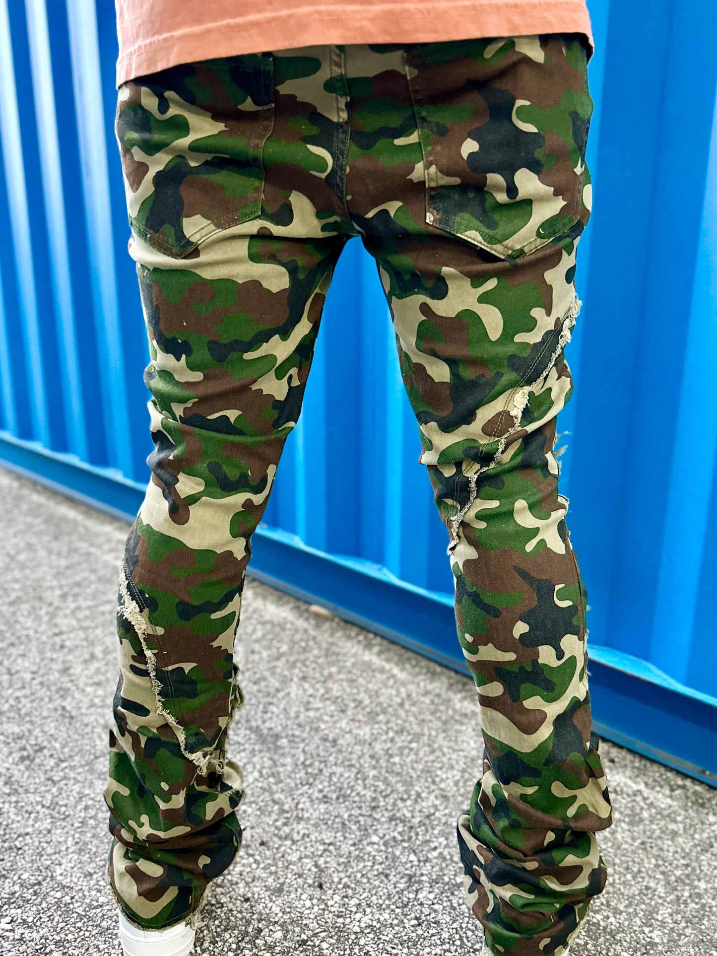 Distressed Pocket Denim (Woodland Camo) /C?