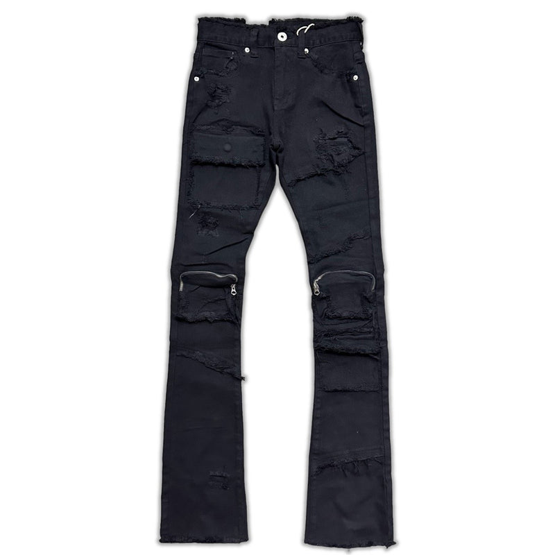 KLOUD 9/ BLACK STACKED JEANS