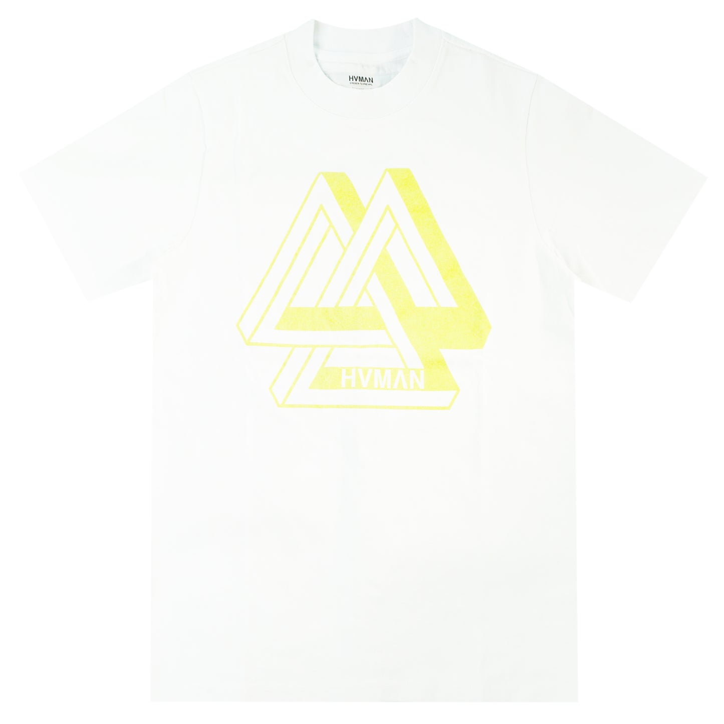 Men, Boys, Teens, Gifts, Wmns, Girls, Urban, Style, Fashion, Mens Tees, Womens Tees, Teen Tees, Boys Tees, Urban Apparel, HVMAN, T-Shirt, Triangle Tee, Luminary Green, Neon Green, White, 