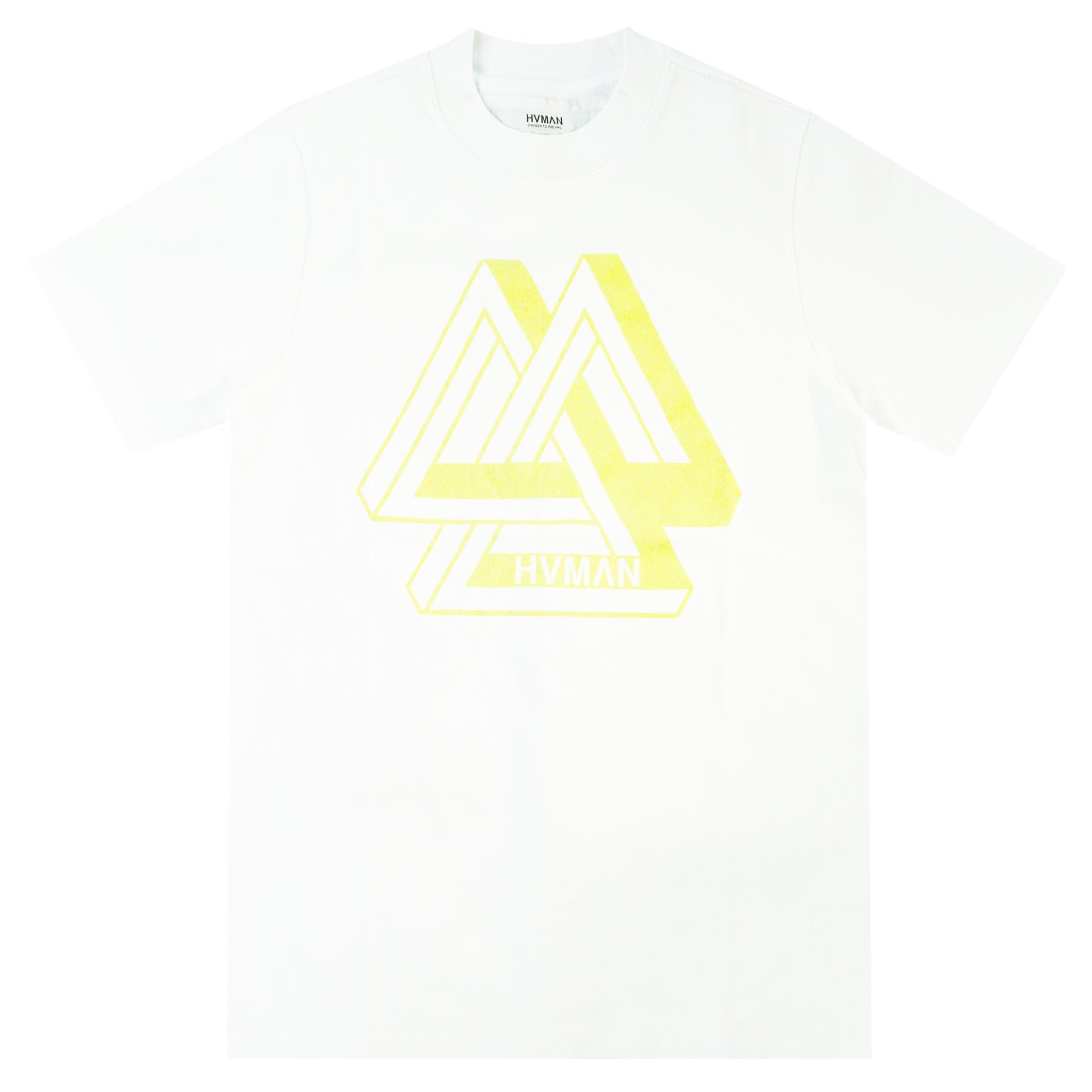 Men, Boys, Teens, Gifts, Wmns, Girls, Urban, Style, Fashion, Mens Tees, Womens Tees, Teen Tees, Boys Tees, Urban Apparel, HVMAN, T-Shirt, Triangle Tee, Luminary Green, Neon Green, White, 