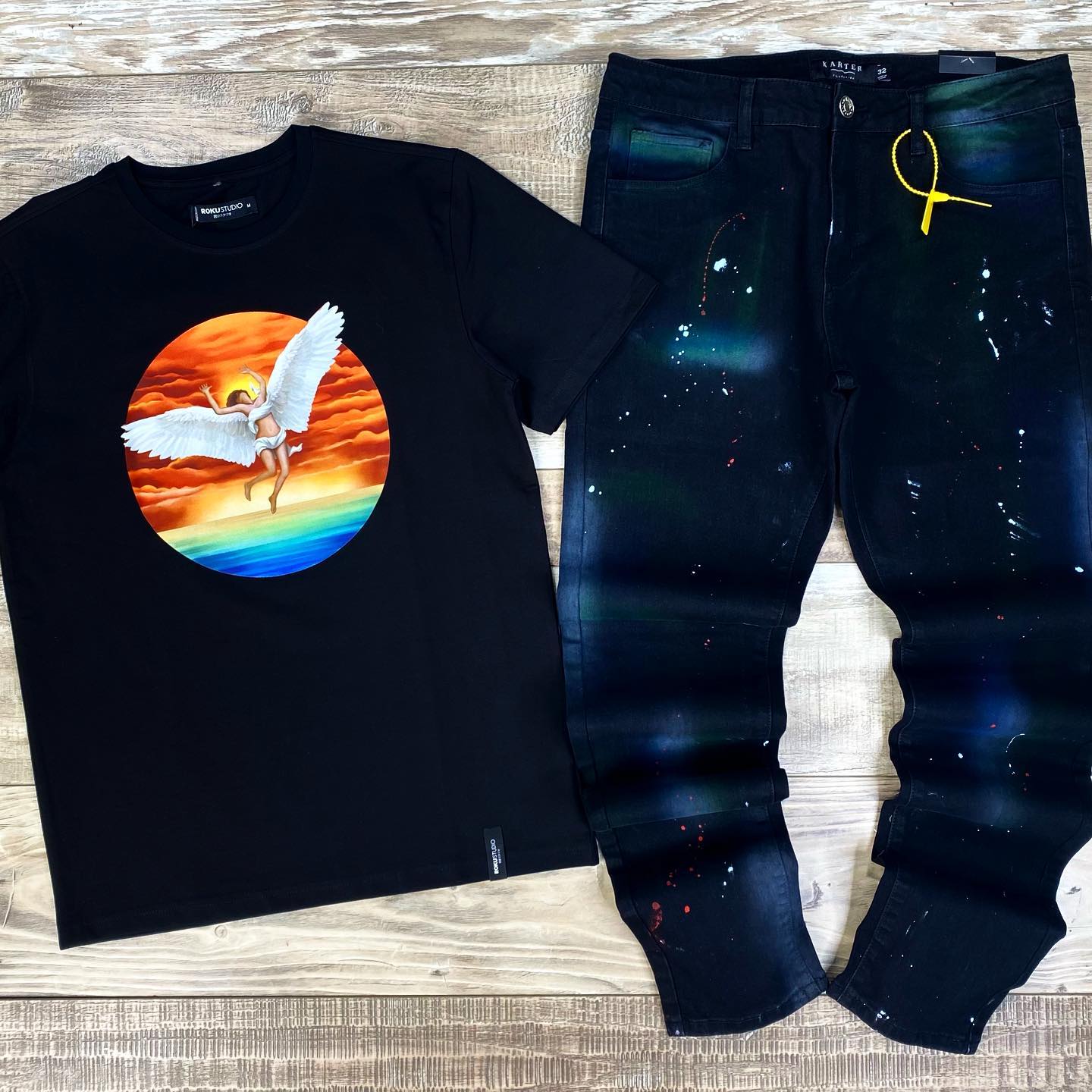 Beverly Paint Splatter Denim ( Black Galaxy / C7 )