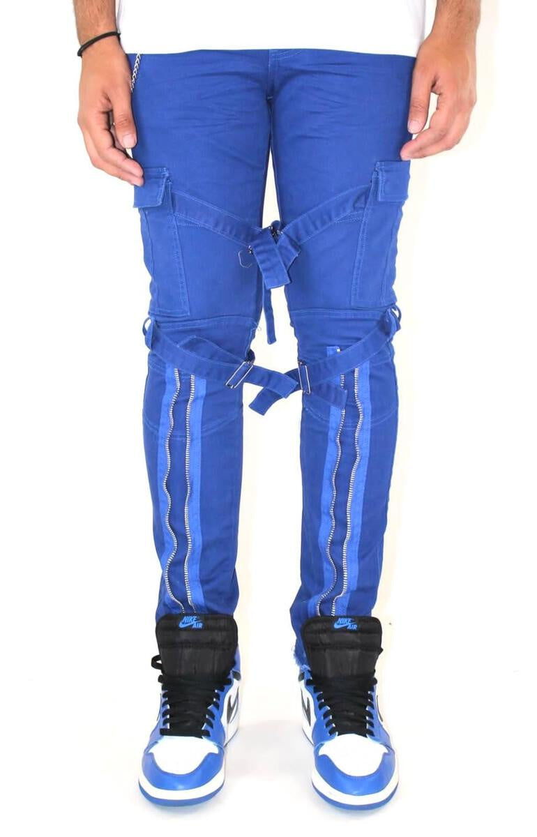 Baghdad Prem Stretch Twill Zipper Cargo Denim (Blue)  /C4