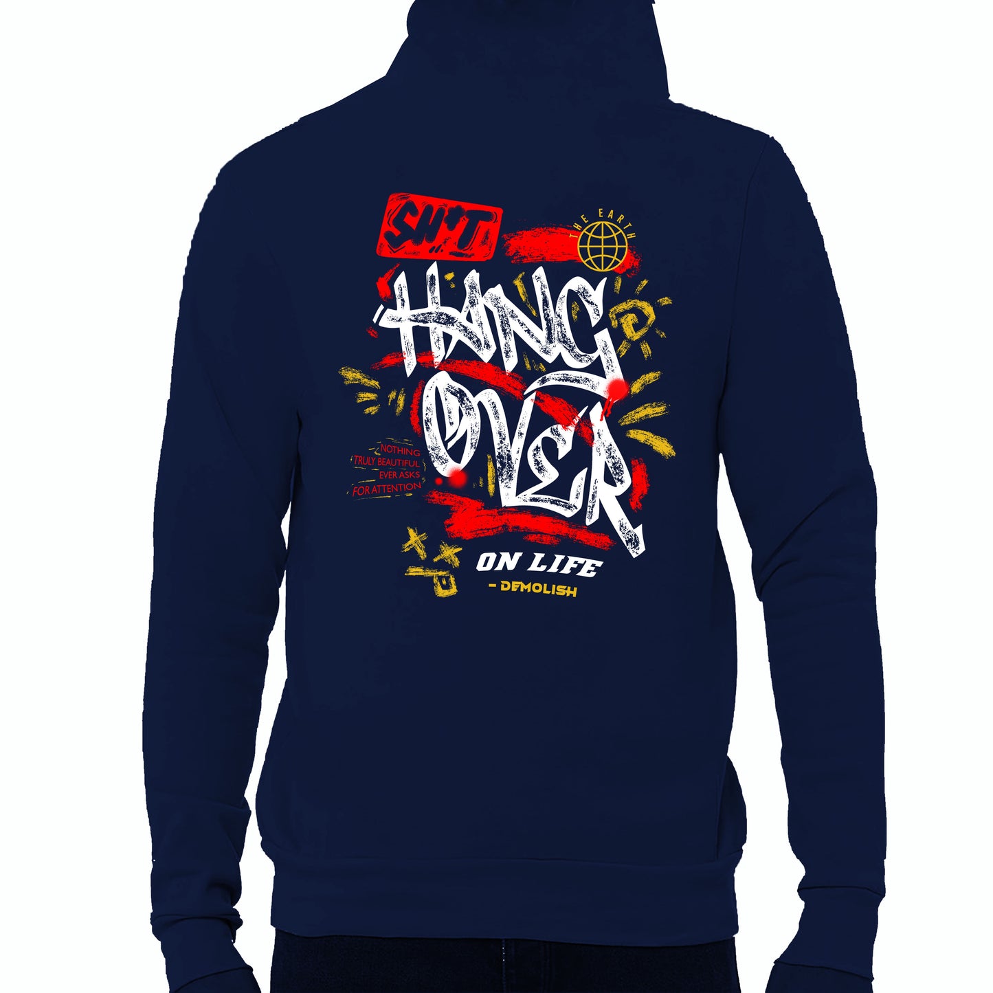 Hoodie, Navy Hoodie, Navy, Red, Gold,  Men, Boys, Teens, Gifts, Wmns, Girls, Urban, Style, Fashion, Demolish, Hang Over, 