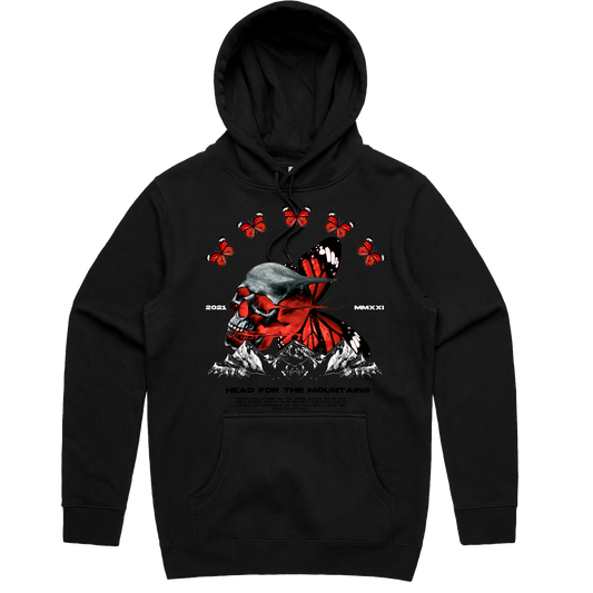 Head For The Mountains Hoodie (Blk/Red)/ MD1