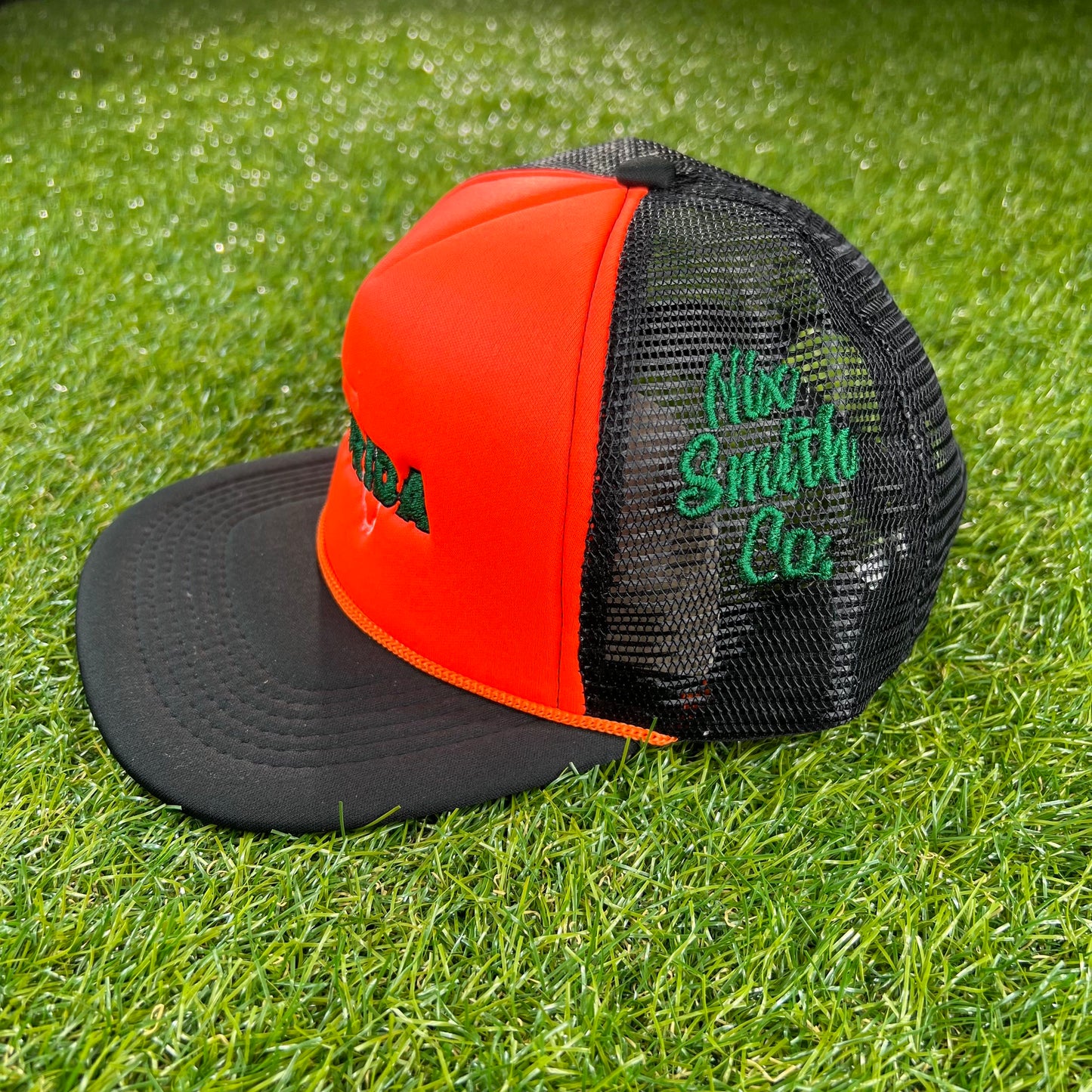 Florida Map Mesh Trucker Hat (Org/Blk/Green)