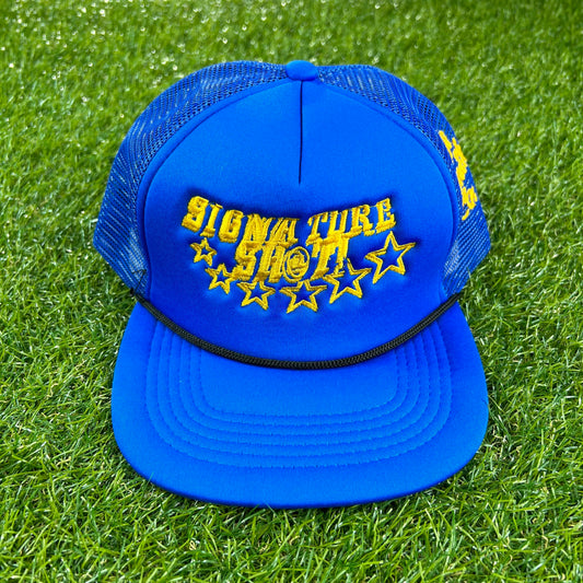 Signature Shot Trucker Hat (Blue/Gold/Blue)