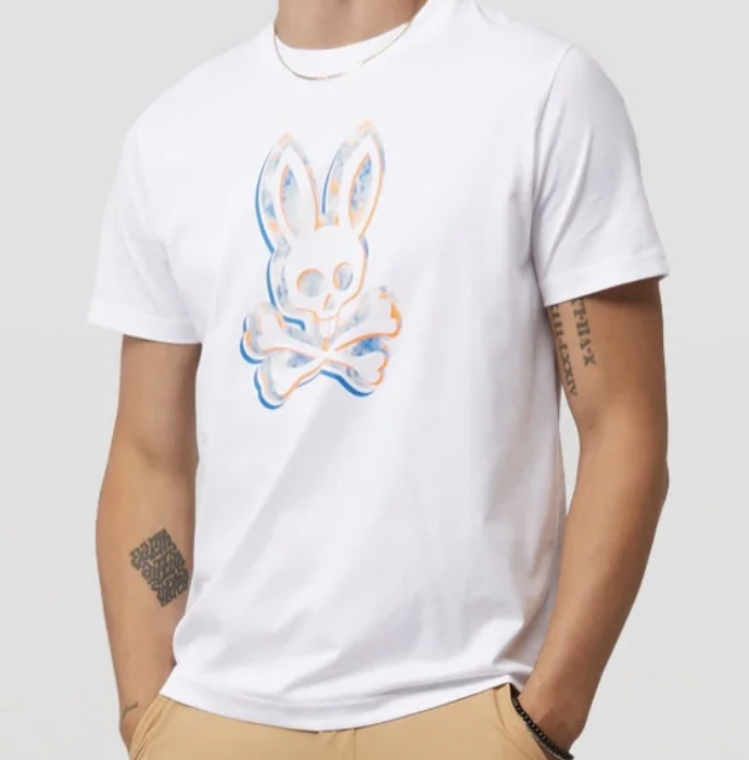 Psycho Bunny Graphic Tee (Wte/Org/Blu) /D15