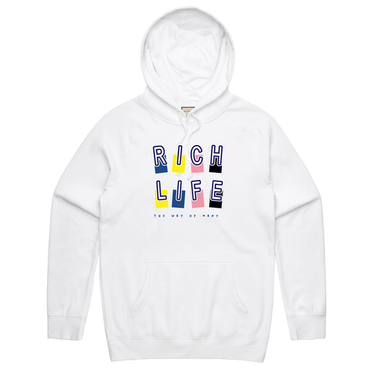 Rich Life Block Hoodie (White) /MD2